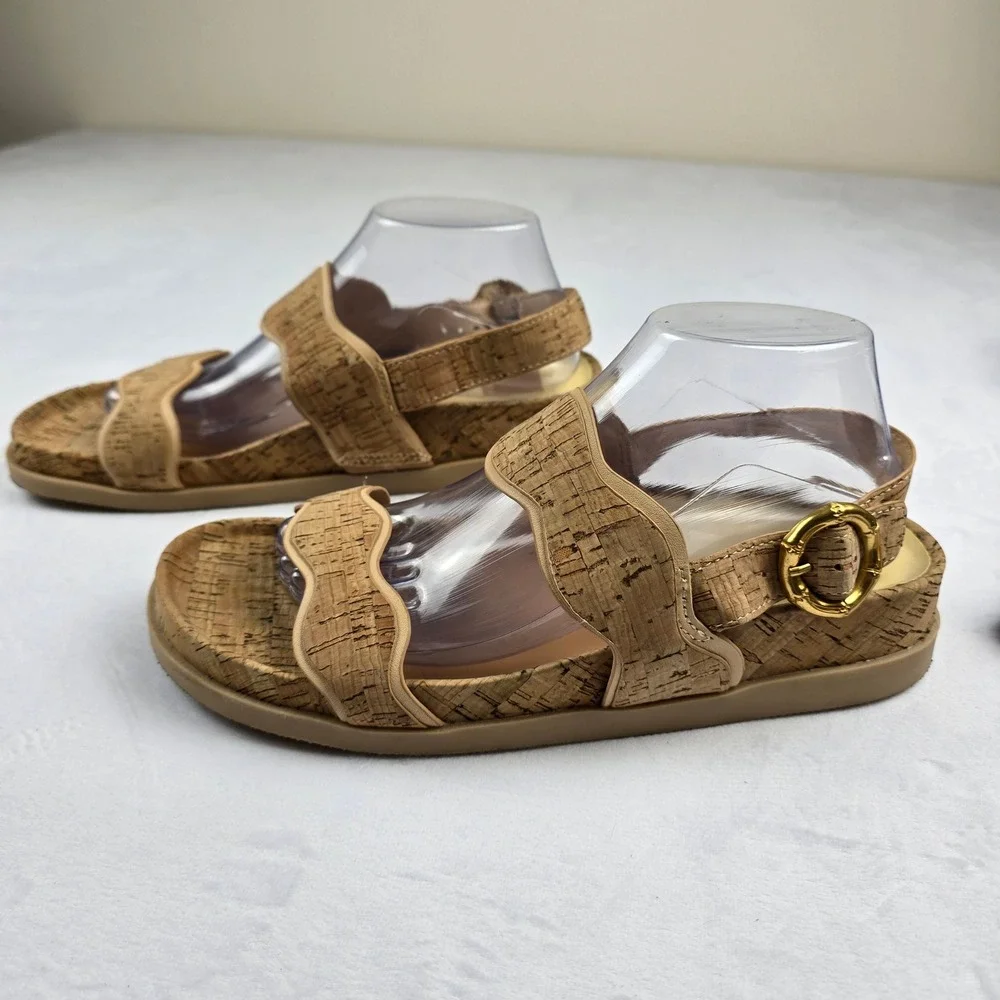 Dolce Vita Cork Sandals Women's Size 9.5 Buckle‎ Strap Wavy Platform Shoes